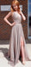 Sparkly Sliver Sweetheart V-Neck Side Slit Floor-Length Prom Dresses PDS1099