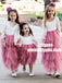 A-Line Round Neck Hot Pink Tulle Flower Girl Dress with Lace, TYP0950