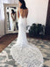 Tight  V-Neck Court Train Backless Lace Long Wedding Dresses with Split, TYP1541