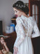 A-Line V-Neck Sweep Train Long Sleeve Chiffon Wedding Dresses with Lace, TYP1374