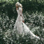 Mermaid High Neck Backless Long Sleeves Lace Beach Wedding Dresses, TYP1415