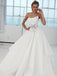 A-Line Strapless Long White Satin Wedding Dresses with Bow Knot, TYP1490