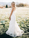 Mermaid V-Neck Sweep Train Sleeveless White Lace Wedding Dresses, TYP1544