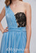 Sexy Blue Special Fabric One Shoulder A-line Side Slit Long Prom Dresses With Beading,PDS0470