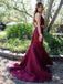 Red Long Floor Length Prom Dresses, Side Split Prom Dresses, Halter Prom Dresses, Open-back Prom Dresses, Beading Prom Dresses, TYP0252