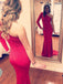 Mermaid One Shoulder Red Spandex Prom Dresses with Beading, TYP1341