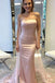 Mermaid Spaghetti Straps Long Cheap Blush Pink Prom Dresses with Appliques Beading, TYP1349