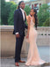 Mermaid One-Shoulder Blush Pink Elastic Satin Prom Dresses with Ruffles, TYP1710