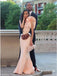 Mermaid One-Shoulder Blush Pink Elastic Satin Prom Dresses with Ruffles, TYP1710