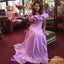 A-Line Off the Shoulder Lilac Long Prom Dresses with Ruffles, TYP1636