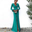 Mermaid Deep V-Neck Long Sleeves Green Long Prom Dresses with Ruffles, TYP1630