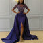 Mermaid Jewel Detachable Train Split  Beaded Prom Dresses with Sleeves, TYP1657