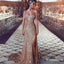 Sheath One-Shoulder Long Cheap Gold Sequined Prom Dresses with Split, TYP1347