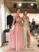 Charming A-Line Spaghetti Straps Pink Tulle Prom Dresses with Appliques, TYP1682