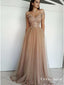 Glamour Off Shoulder Champagne Evening Prom Dresses with Beaded, TYP1667