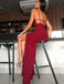 Simple Sheath Sweetheart Cross Back Burgundy Split Long Prom Dresses, TYP1739