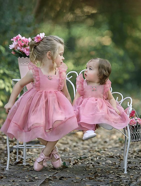 Simple Cute Tulle Dusty Pink Sleeveless Popular Little Girl Dresses, TYP0990