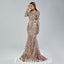 Elegant Special Fabric Long Sleeve V-Neck Mermaid Long Prom Dresses,PDS0458