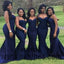 Long Mermaid Bridesmaid Dresses, Spaghetti Strap Bridesmaid Dresses, Backless Zipper Bridesmaid Dresses, TYP0331