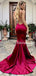 Sexy V-neck Mermaid Soft Satin Simple Long Prom Dresses, PDS0226