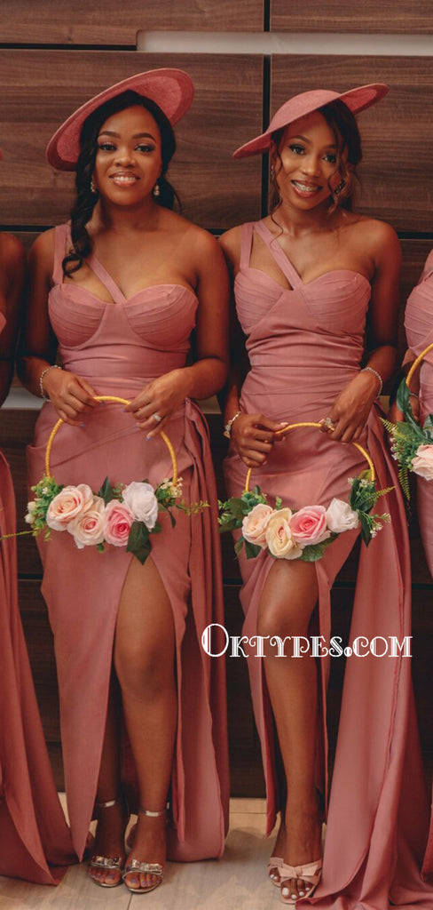 Elegant Sweetheart Side Slit Mermaid Long Bridesmaid Dresses, BDS0150