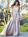 Simple Sexy Pink Halter Long Satin Prom Dresses with Pockets, TYP1604