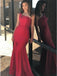 Charming Red One Shoulder Long Mermaid Prom Dresses with Split, TYP1595