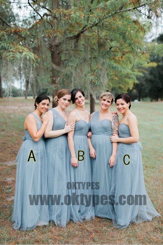 Wedding Party Long Blue V-Neck Modern Bridesmaid Dresses,Sleeveless Fashion bridesmaid dresses, TYP0420