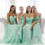 Mismatched Mint Chiffon Different Styles Junior Simple A Line Formal Floor-length Bridesmaid Dresses, TYP0104