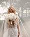 Long Sleeves V-neck Lace Mermaid Long Cheap Wedding Dresses, WDS0070