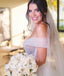 Off-The-Shoulder Ivory Tulle Ball Gown Long Cheap Wedding Dresses, WDS0066