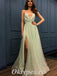 Sexy Tulle Spaghetti Straps Deep V-Neck Sleeveless Side Slit A-Line Long Prom Dresses,PDS0709