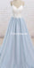 Charming Spaghetti Straps Lace Tulle A-line Cheap Long Prom Dresses, PDS0155