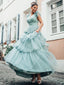 Charming V-neck A-line Tulle Lovely Simple Prom Dresses, PDS0246