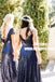 Mismatched Navy Blue Sequined Long Bridesmaid Dresses, TYP0913