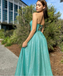 Two-piece Sweetheart A-line Side Slit Satin Long Prom Dresses, PDS0169