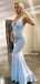 Simple Mermaid V-neck Sleeveless Cheap Long Prom Dresses, PDS0160