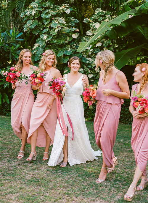 Mismatched Charming Pink Simple Long Cheap Wedding Party Bridesmaid Dresses, BDS0016