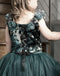 A-Line Round Neck Sequin Organza Chapel Trailing Flower Girl Dresses With Applique, FGS0030