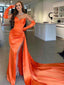 Simple Sweetheart Mermaid Soft Satin Side Slit Long Prom Dresses Online, PDS0210