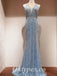 Elegant Special Fabric Spaghetti Straps V-Neck Sleeveless Mermaid Long Prom Dresses, PDS0861