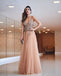 Spaghetti Strap Beaded Top Tulle Formal Long Evening Prom Dresses, TYP1396