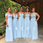 Blue Chiffon Bridesmaid Dresses, Lace Cheap Long Bridesmaid Dresses, TYP1206