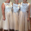 Pretty Iovry Lace Top Tulle Tea Length Affordable Bridesmaid Dresses for Wedding Party, TYP0182