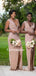 Charming V-neck Mermaid Side Slit Long Cheap Bridesmaid Dresses Online, BDS0113