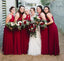 Red Chiffon Bridesmaid Dresses, A-line Cheap Long Bridesmaid Dresses, TYP1204