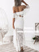 Two Piece Off-the-Shoulder White Lace Homecoming Party Dresses, TYP0964