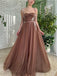 Lovely Spaghetti Straps A-line Tulle Long Prom Dresses, PDS0268