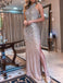 High Neck Champagne Sheath Long Formal Gowns Prom Dresses With Beaded, TYP1908