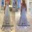 Newest Long Mermaid Prom Dresses, Off-shoulder Appliques Prom Dresses, Backless Zipper Tulle Prom Dresses, TYP0367